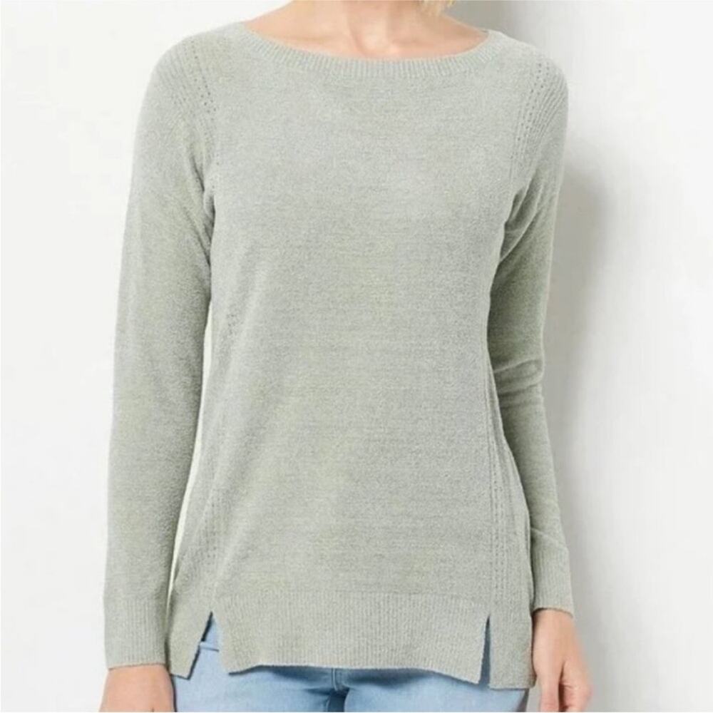 Barefoot Dreams Cozychic UltraLight Crew Neck Tunic Green Plus Size 1X Top Shirt